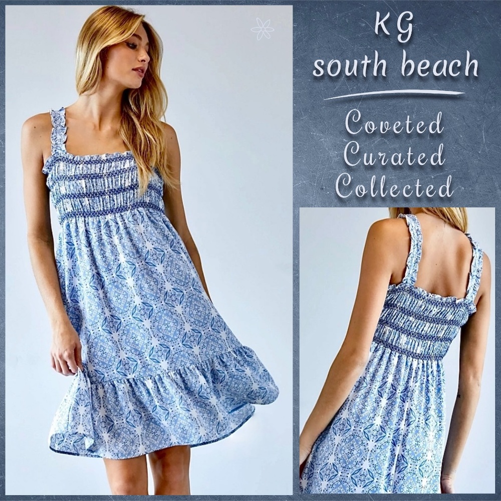 DAVI & DANI SALE! Lined Sundress Stretchy Bodice Flowy Ruffle Trim Skirt Pockets